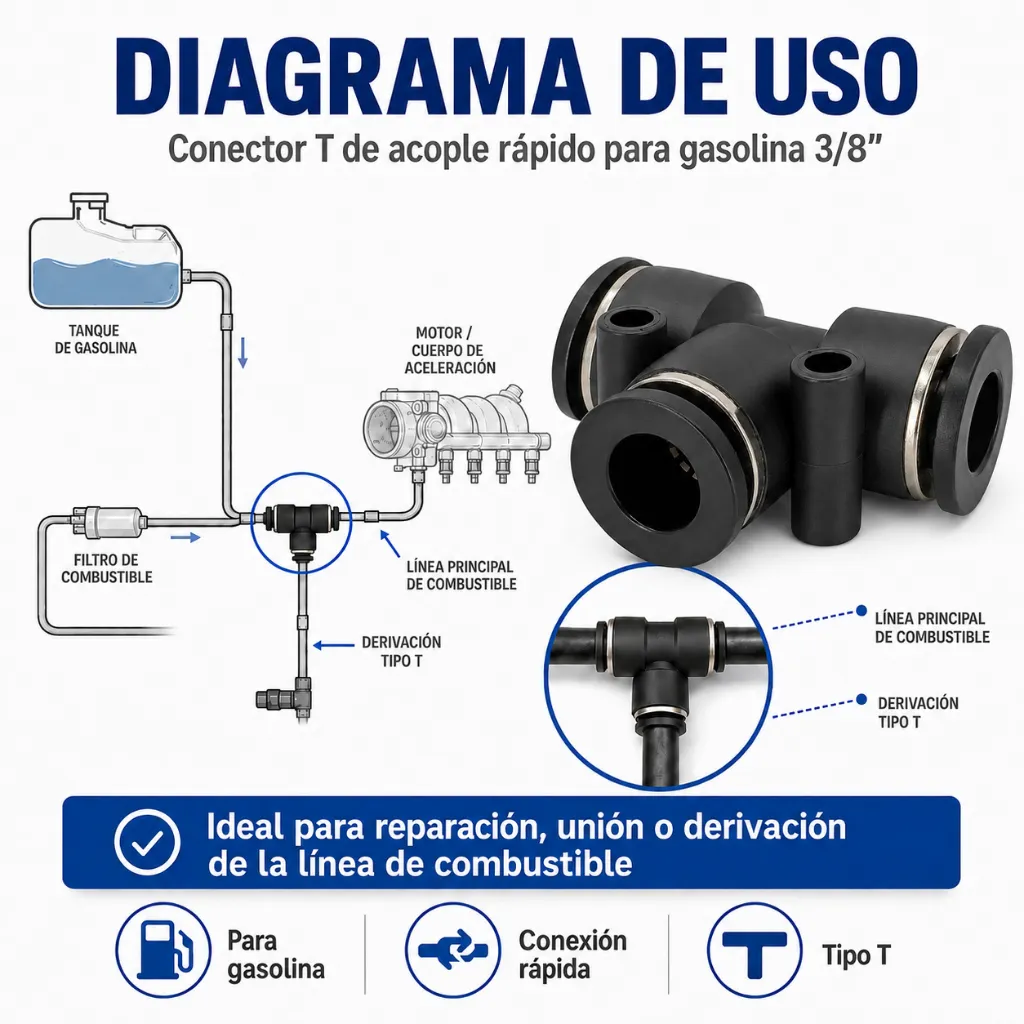 conectores-T-acoples-3/8-diagrama de uso.webp