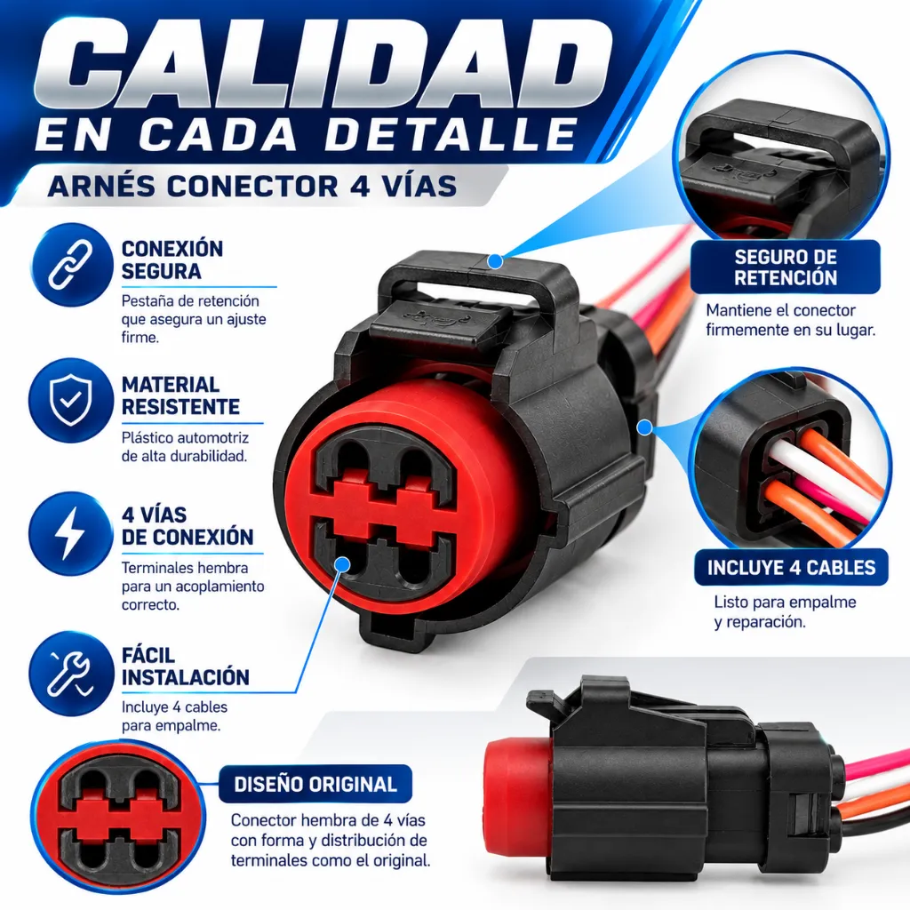 Arnés conector 4 vías_ calidad en cada detalle.webp