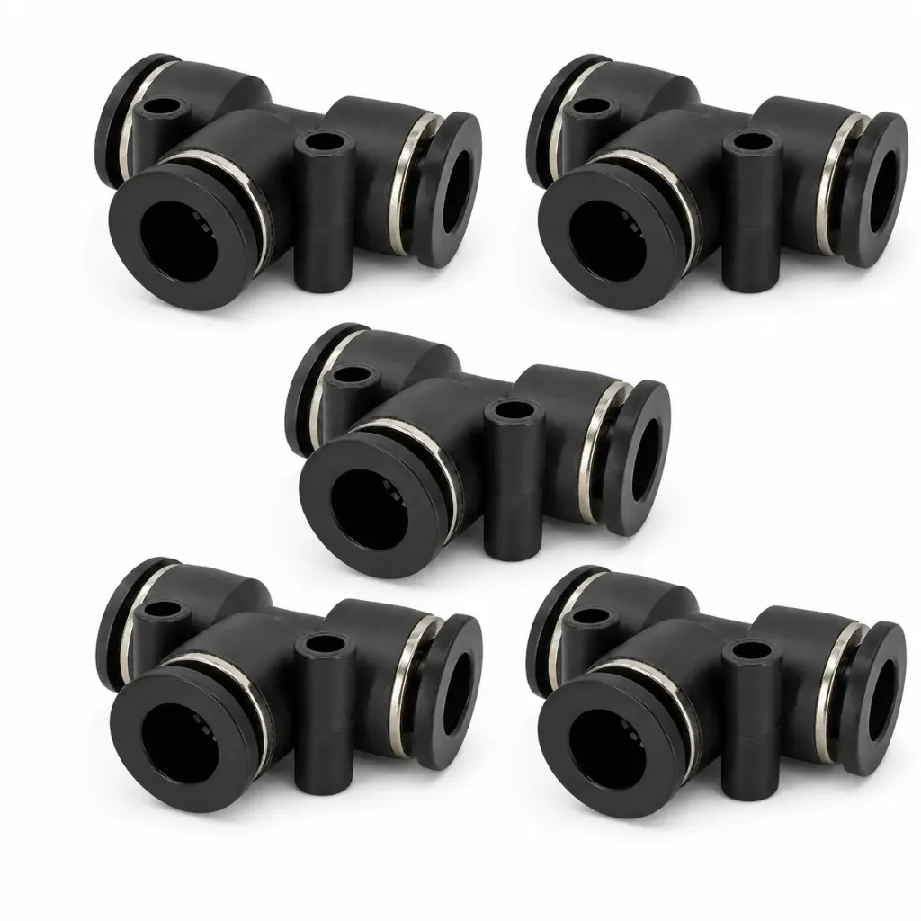[103-PUT-3/8 (5)] Kit 5 Conectores T Acople Rápido para Manguera de Gasolina 3/8”