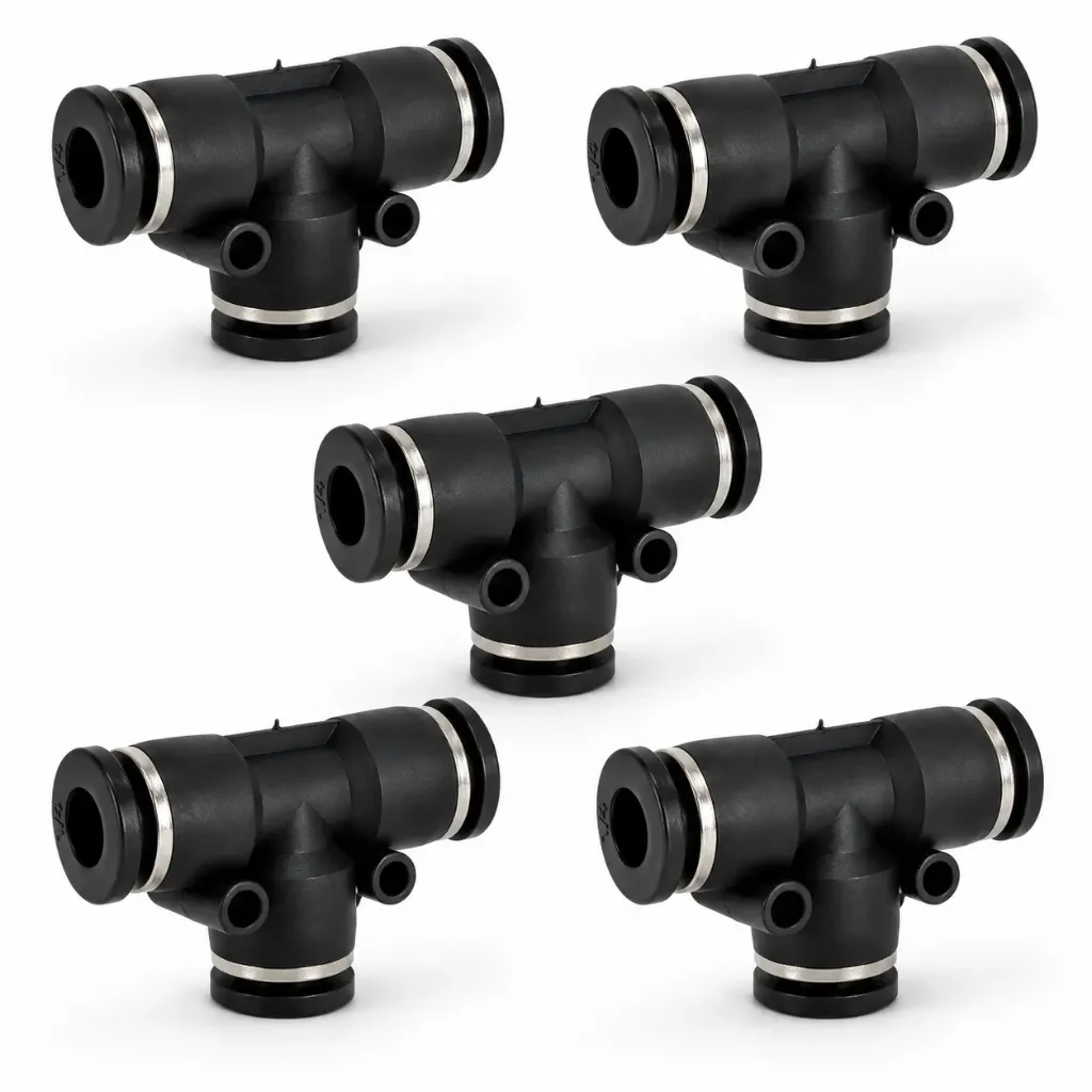 [103-PUT-1/4 (5)] Kit 5 Pzs Conexión en T Acople Rápido para Manguera Gasolina 1/4”