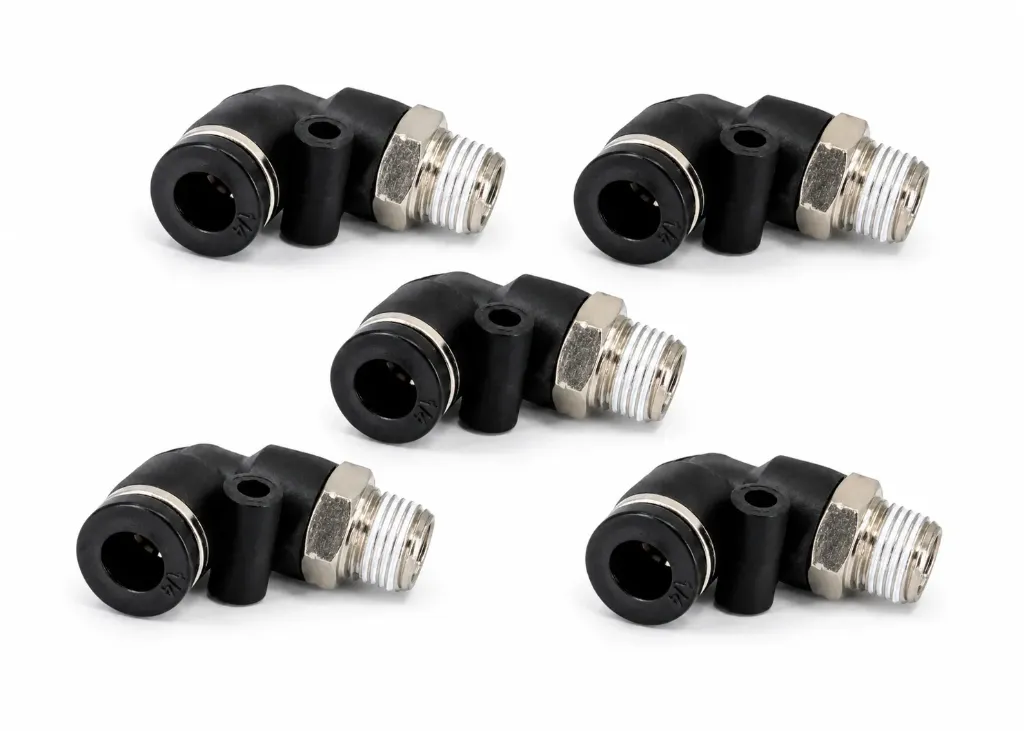 [103-PUL-1/4 (5)] Kit 5 Conexiones 90° Para Manguera Gasolina 1/4 x 1/8 NPT