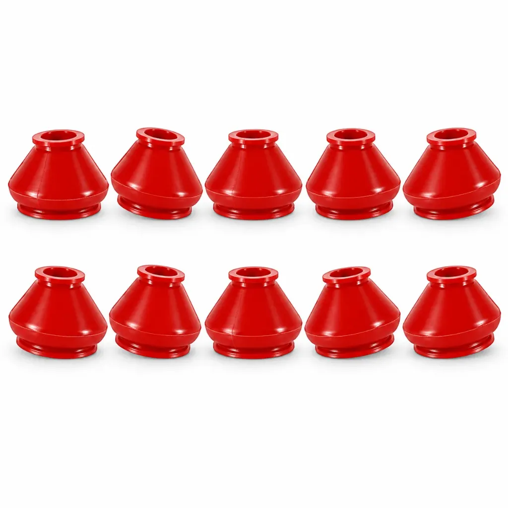 [963-CUBR58E (10)] Kit 10 Cubrepolvos Rótula y Terminal de Dirección 5/8" (15.9 mm) — Poliuretano Rojo — Uso Universal para Autos, SUV, Pick-up y Camionetas